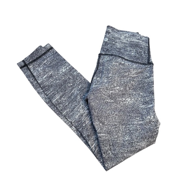 Lululemon Wunder Under Crop High-Rise 25" Jacquard Black Knit Leggings Size 4 - Picture 1 of 6